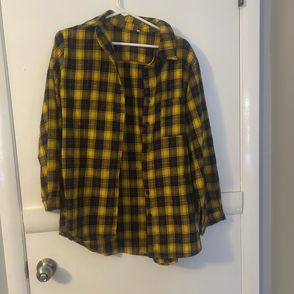 Yellow and Black Plaid Shirt